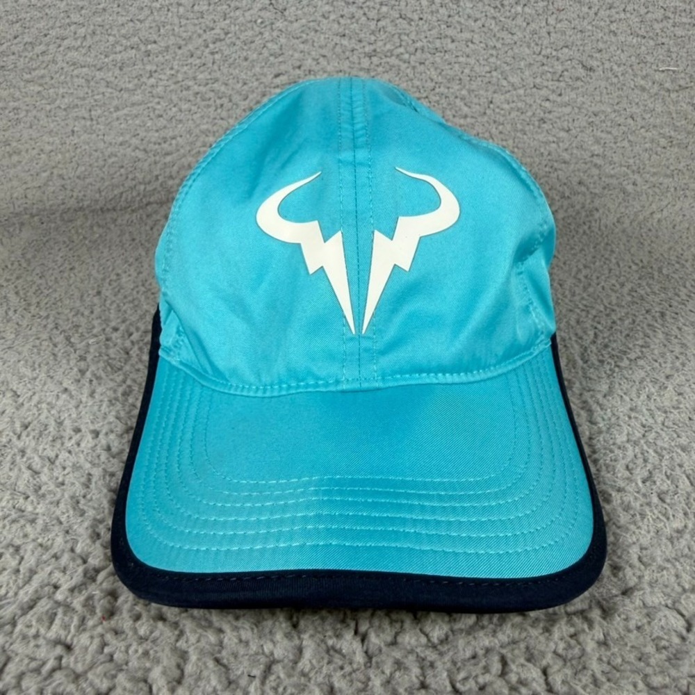 Nike Rafa Nadal Hat Cap Strap Back Blue Dri-FIT Featherlight Tennis Mens Bull